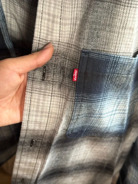 NWT Levi's Men's Blue Plaid Button-Down Shirt | Medium - Picture 5 of 7